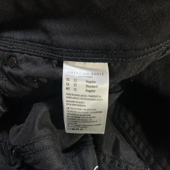 American Eagle Kick Boot Jeans Womens 12 Black Denim Stretch Mid Rise Everyday - Picture 9 of 14